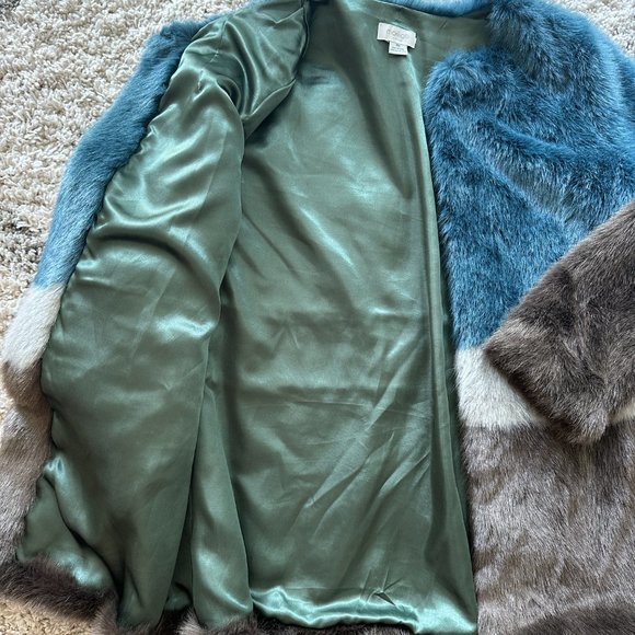 Anthropologie Faux Fur Blue Coat - Size Small - Picture 5 of 8